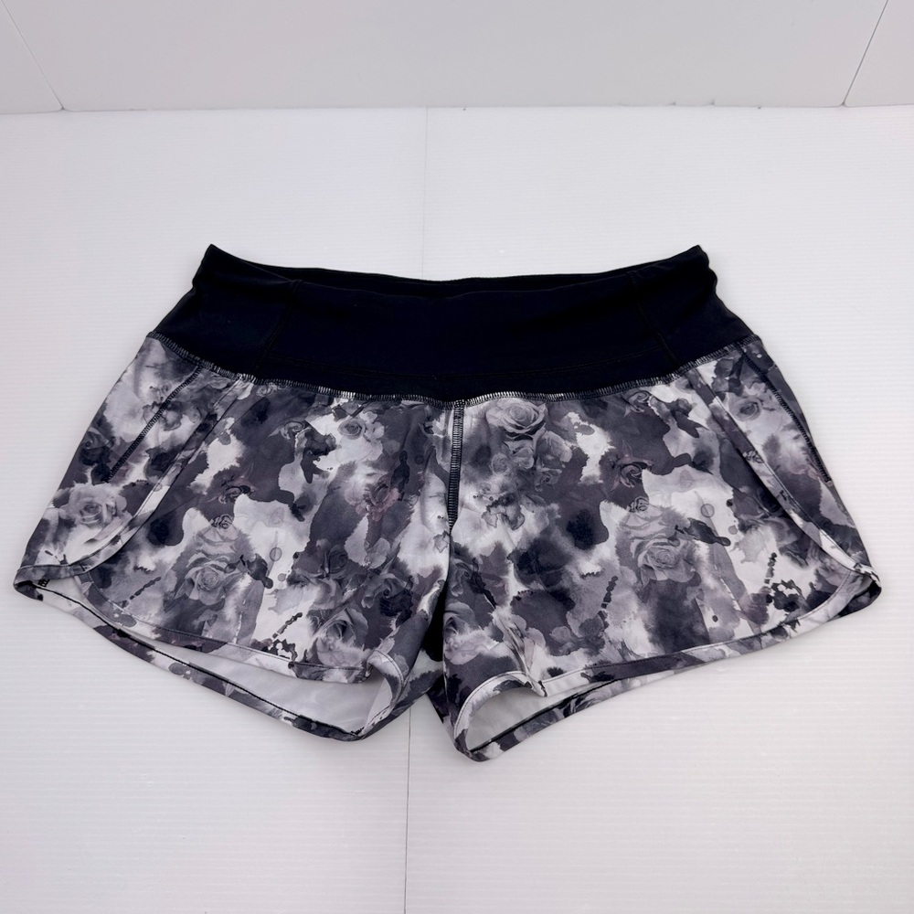 Lululemon Run Times Shorts Women’s 4 Mini Obscurred Black Dusty Mauve Lined